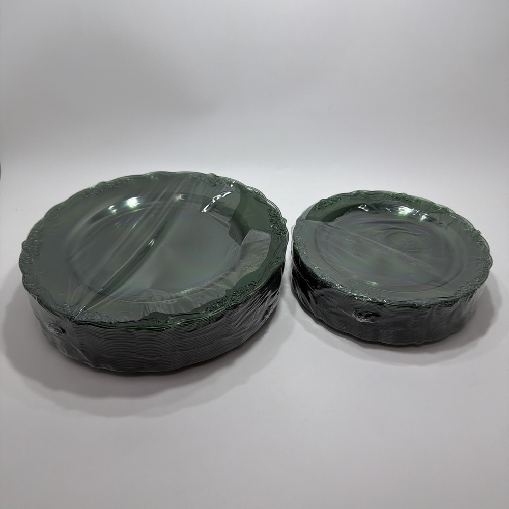 Tiny Bee 60Pc Disposable Party Plates Clear Green 10" & 7.5" Victorian TBLA60CGR